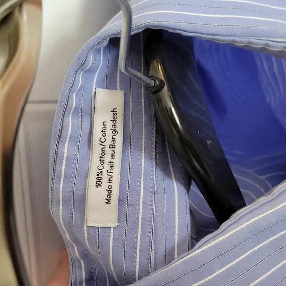 Calvin Klein Men's Blue and White Shirt- Size 16 1/2 - Picture 7 of 10